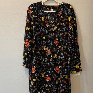 Old Navy Black Floral Long Sleeve Dress